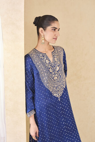 Baluka Handcrafted Bandhani Silk Kurta Set - Blue, Blue, image 5
